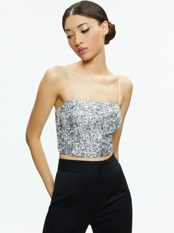 CERESI SEQUIN BANDEAU CROP TOP